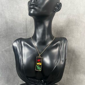 Rectangular Floral Frame Pendant